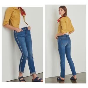 Anthropologie Pilcro Embroidered Slim Boyfriend Crop Cropped Stretch Jeans 28